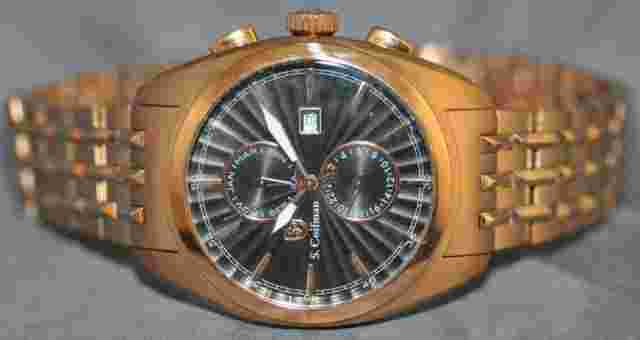 S. Coifman Men's Black Dial Rose Gold Stainless Steel Watch SC0141