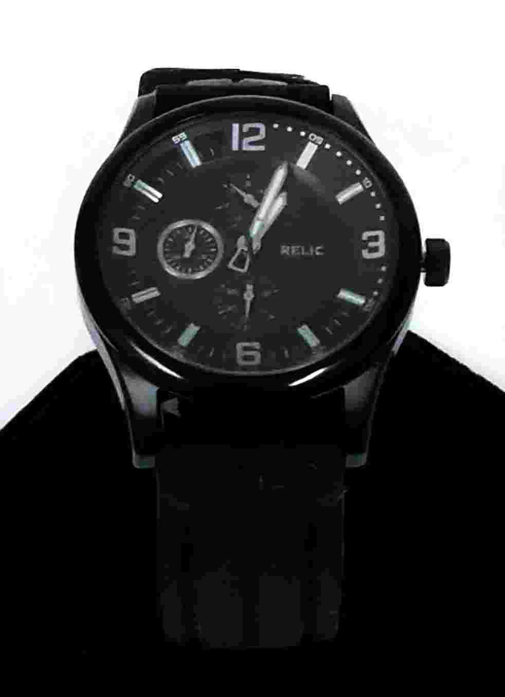 NEW RELIC BLACK TONE SILICONE BAND MULTI DIAL,DATE MEN'S WATCH ZR15554