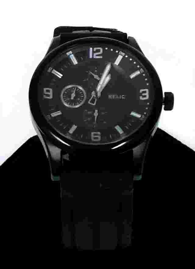 NEW RELIC BLACK TONE SILICONE BAND MULTI DIAL,DATE MEN'S WATCH ZR15554