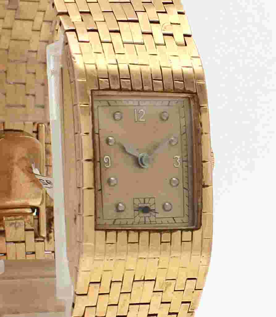 VINTAGE PAUL DITISHEIM SOLVIL LUCIEN PICCARD 14K ROSE GOLD WIDE WATCH 65.5g