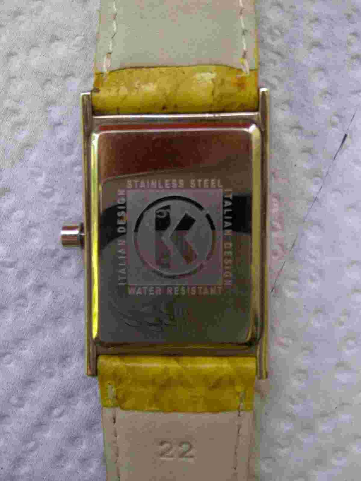 K&Bros Silver-Tone Unisex Watch with Gold Leather Band