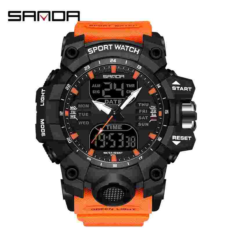Watch Quartz Wristwatch Digital Waterproof Men Dual Display Analog Electronic