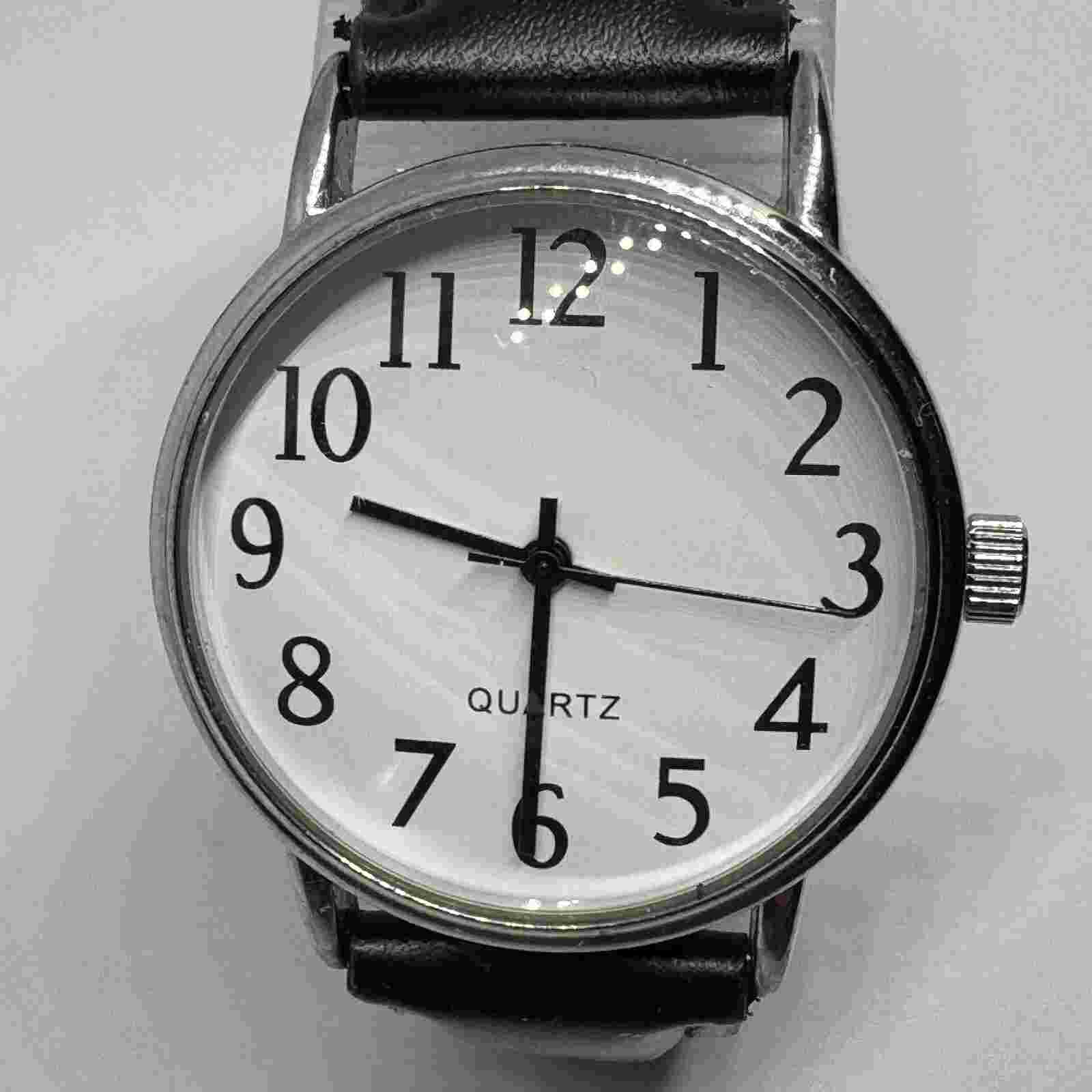 Puritan Quartz Watch Unisex Silver White Easy Read Japan Movt Analog New Battery