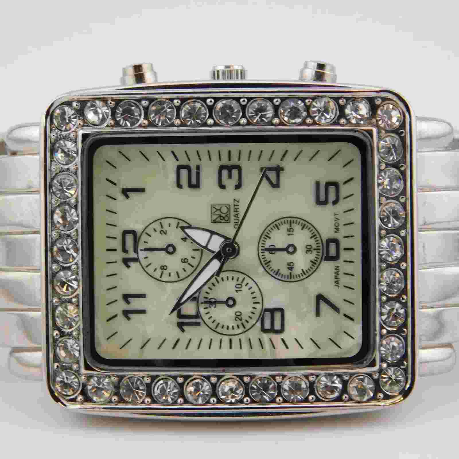 NY&C Silver Tone Quartz Analog Women's Watch Sz. 6 1/2" New Battery