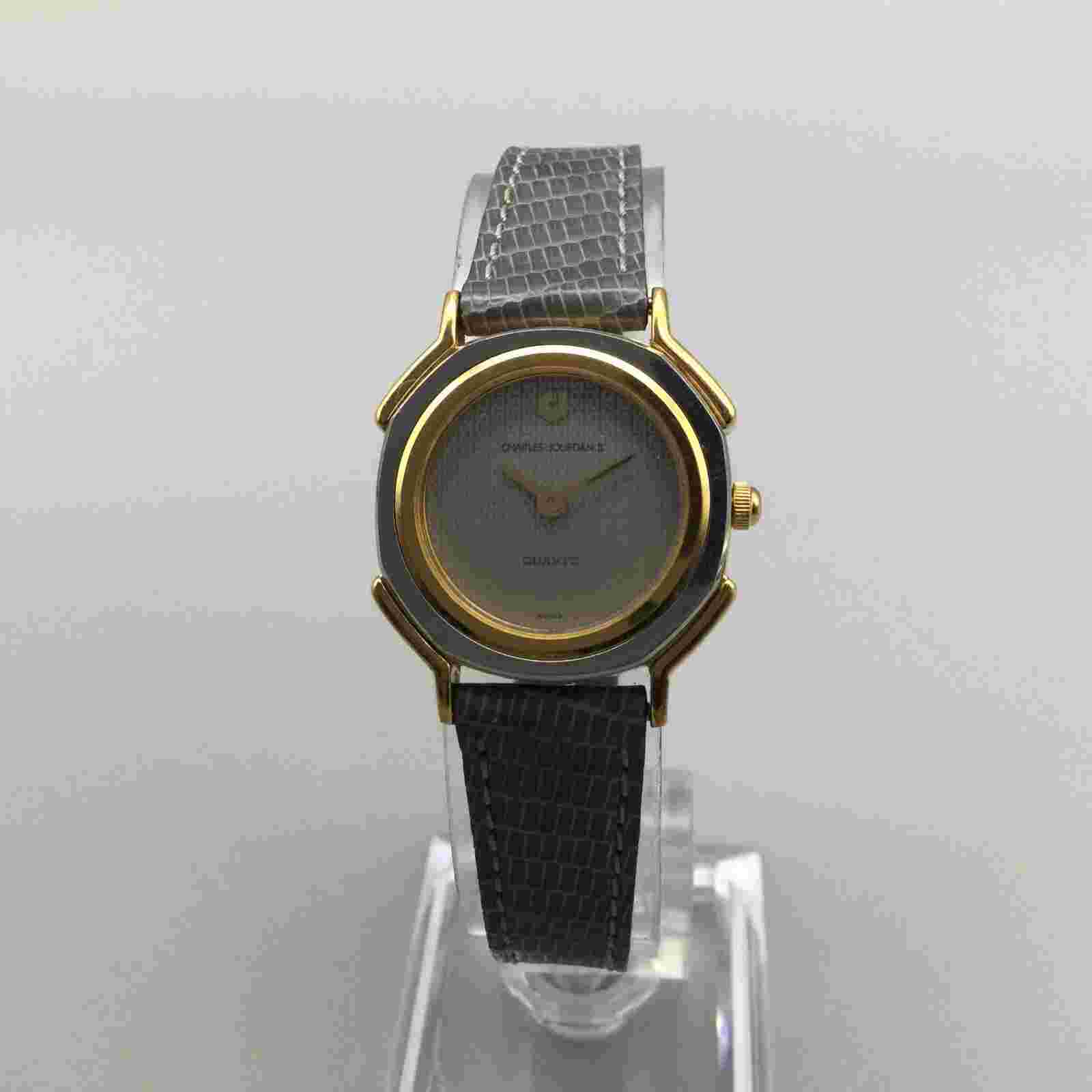 Vtg Charles Jourdan Watch Women 23mm Silver Gold Tone Lizard Band New Battery