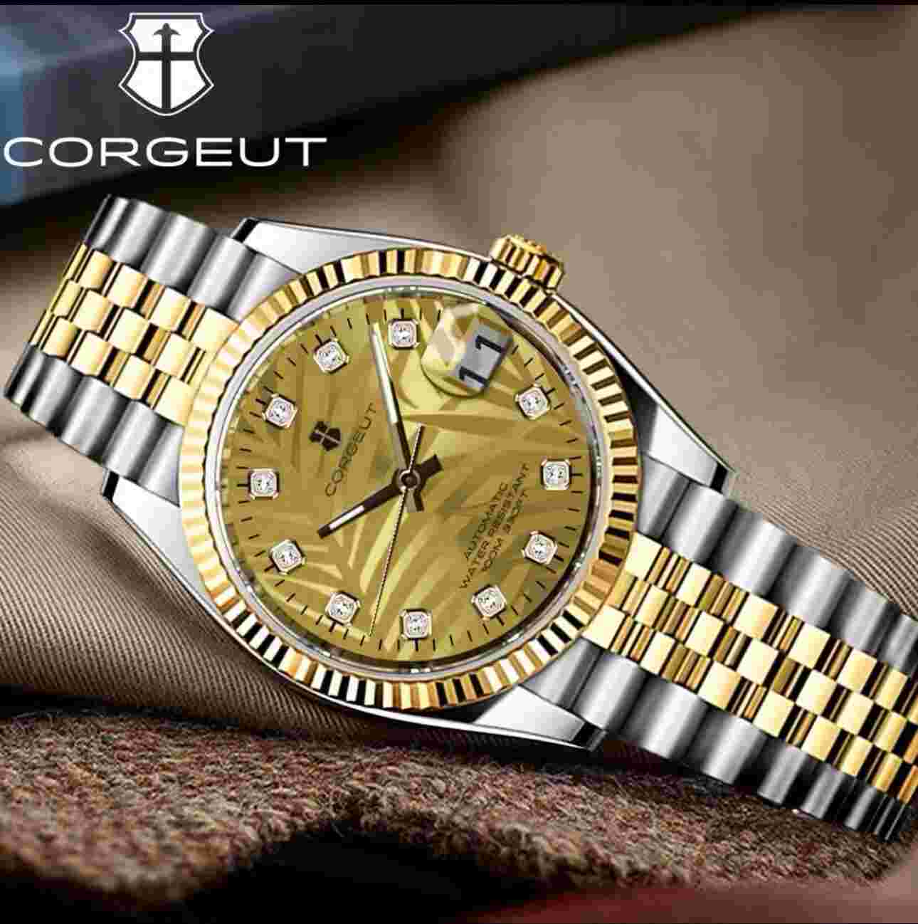 Corgeut NH35 36mm Two-Tone Champagne Dial Jubilee Bracelet Men Automatic Watch