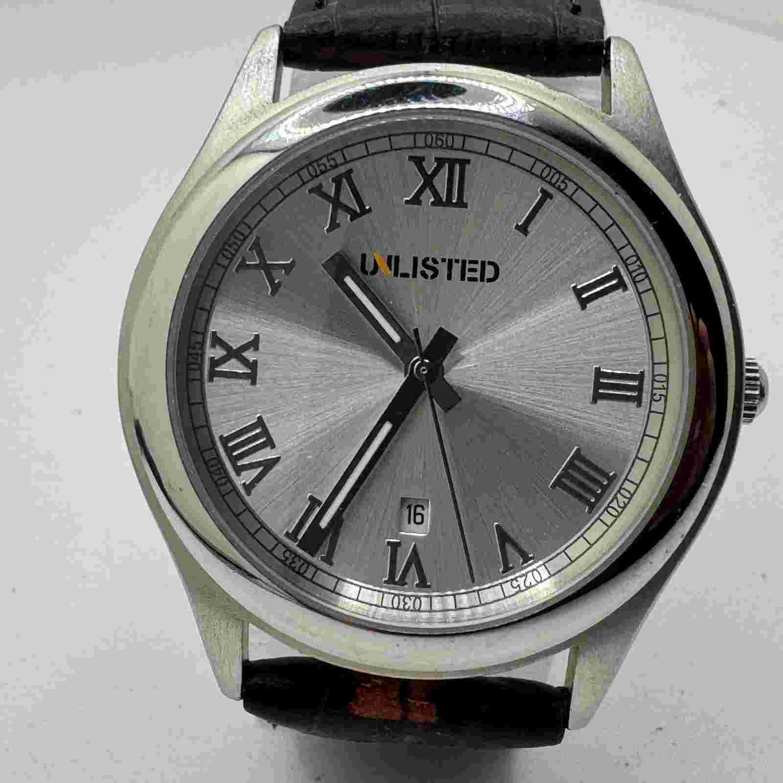 Unlisted Kenneth Cole Quartz Watch Men Silver Date Leather Analog New Battery