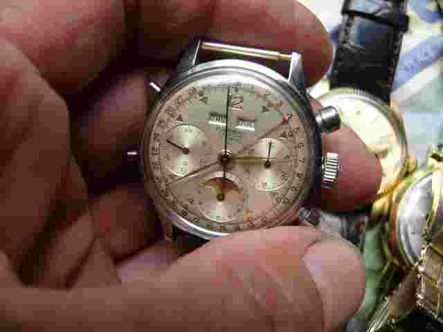 Tourneau Datofix Valjoux 88 all  S/S screw back Chronograph tripledate moonphase