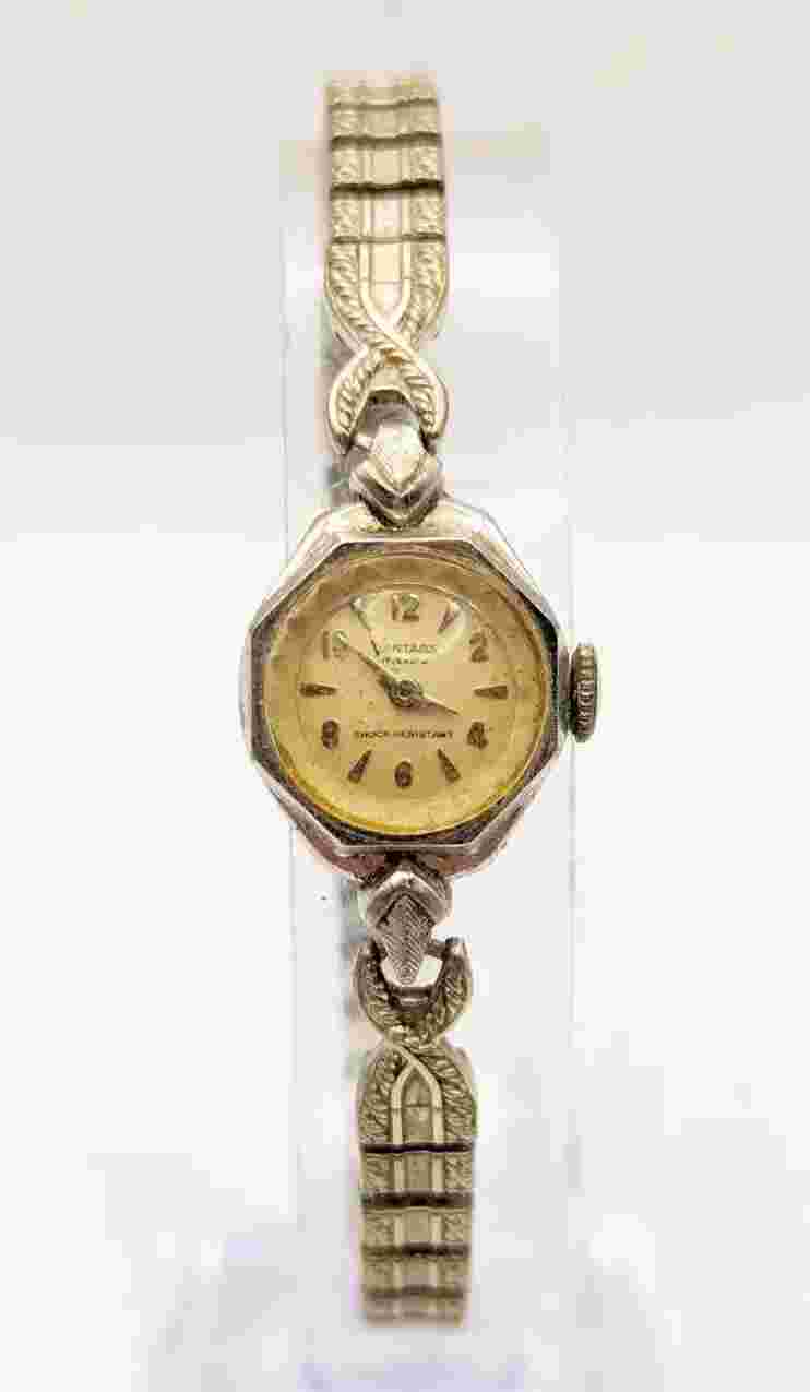 Vintage Vantage Women's Watch 17 Jewels Silver Tone Wind-up Analog PARTS/REPAIR