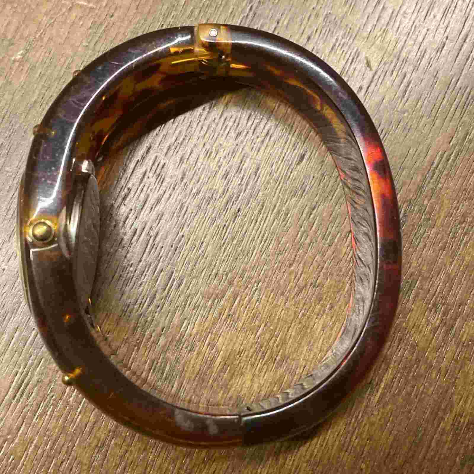 Vtg Kenneth Jay Lane KJL Watch Women Gold Tone Faux Tortoise New Battery J17-5