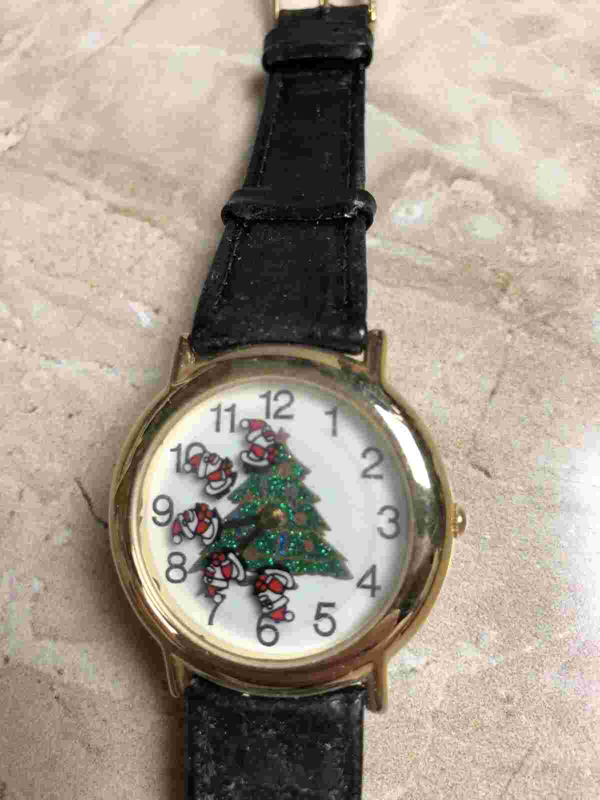 Christmas Watch North Pole Inc Sparkle Santa Red Tree Vintage Needs Battery 6