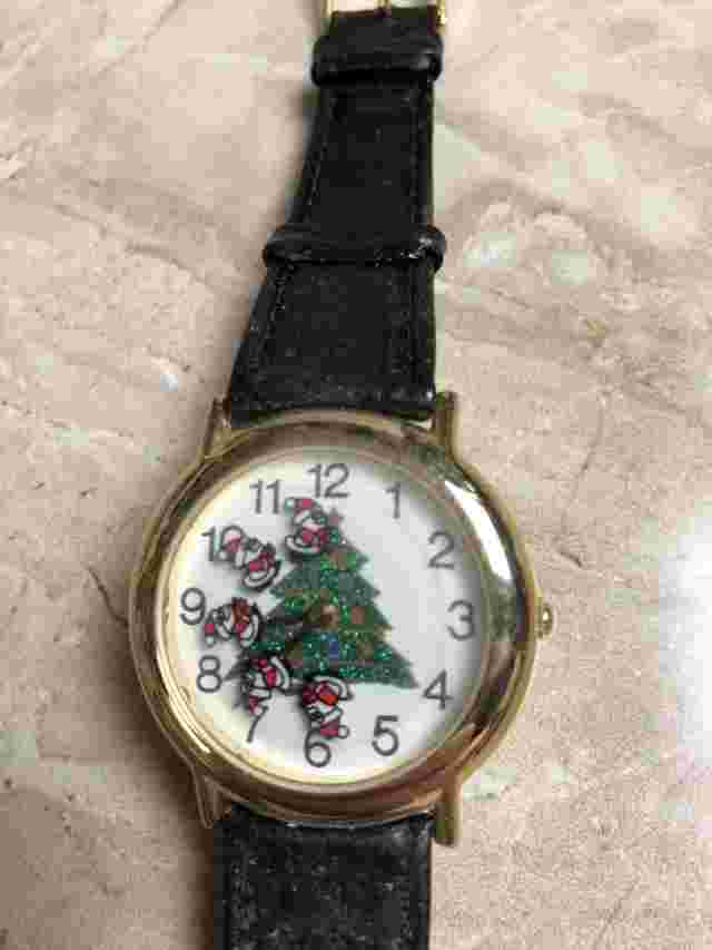 Christmas Watch North Pole Inc Sparkle Santa Red Tree Vintage Needs Battery 6