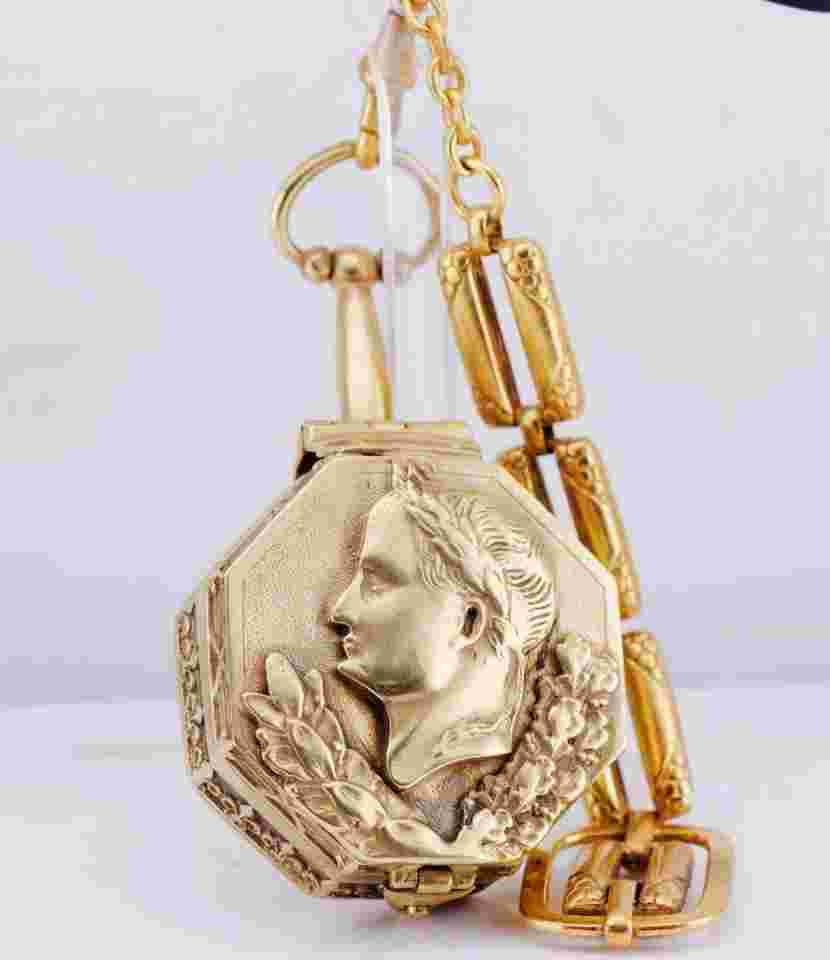 Antique Breguet Verge Fusee Octagonal Gilt Case Pocket Watch-Napoleon I c1800's