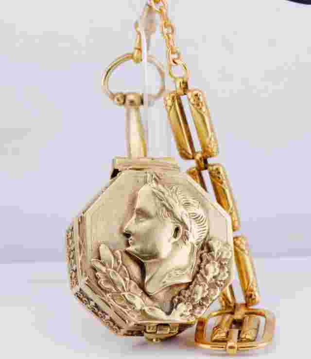Antique Breguet Verge Fusee Octagonal Gilt Case Pocket Watch-Napoleon I c1800's