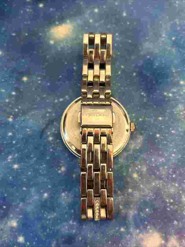 Tahari Womens Silver Tone Rhinestone Bezel Quartz Watch