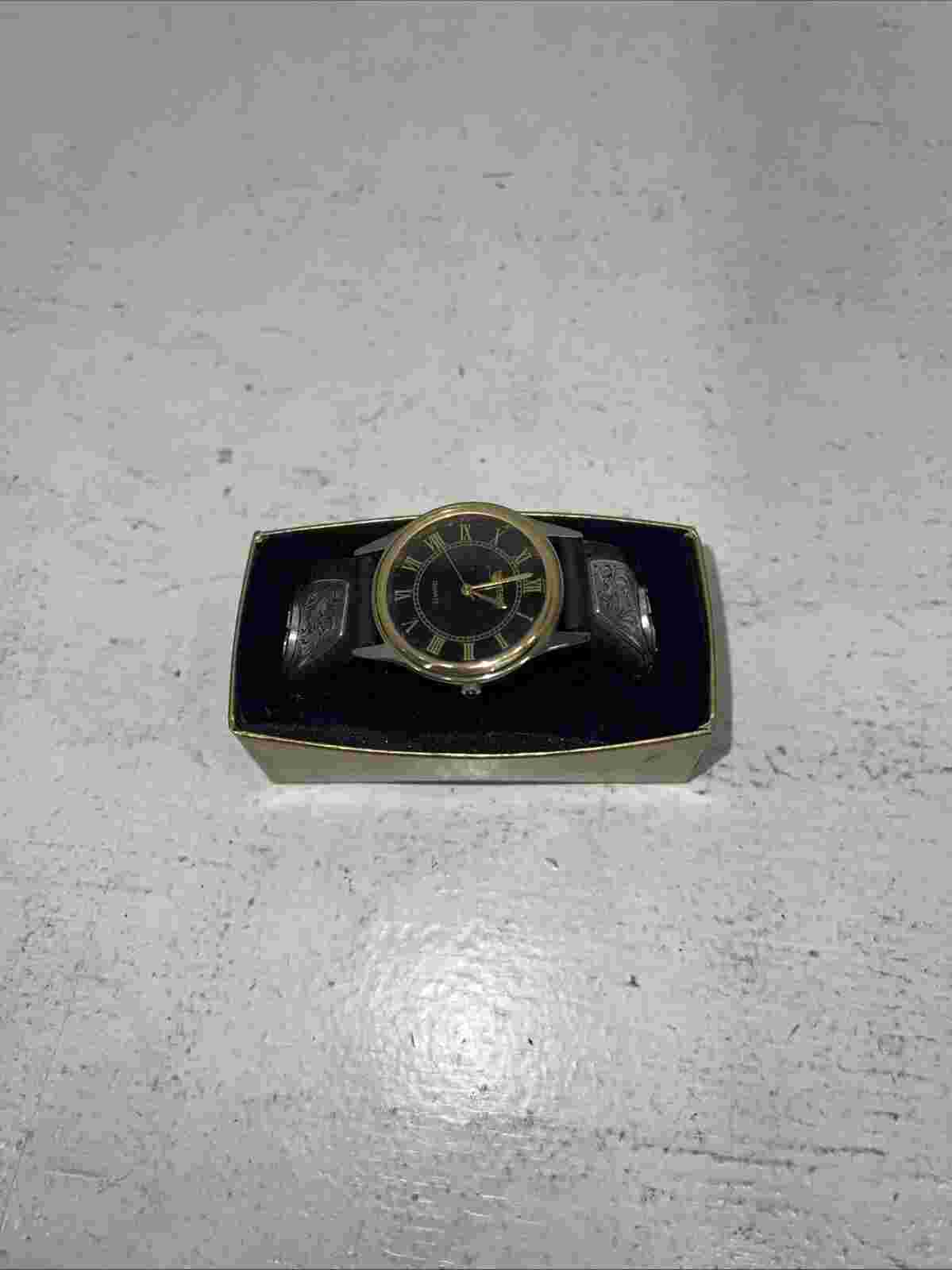 New Men’s Montana Silversmiths Black Retro Watch With Star. WATCH810 D-15