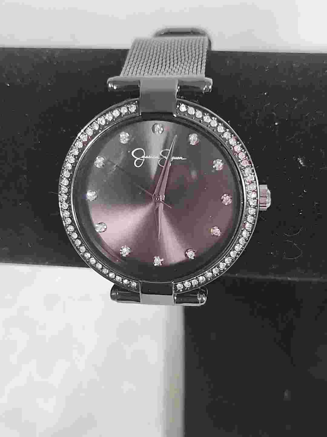 Jessica Simpson Gunmetal Adjustable Mesh Watch JS0009GU - New Battery