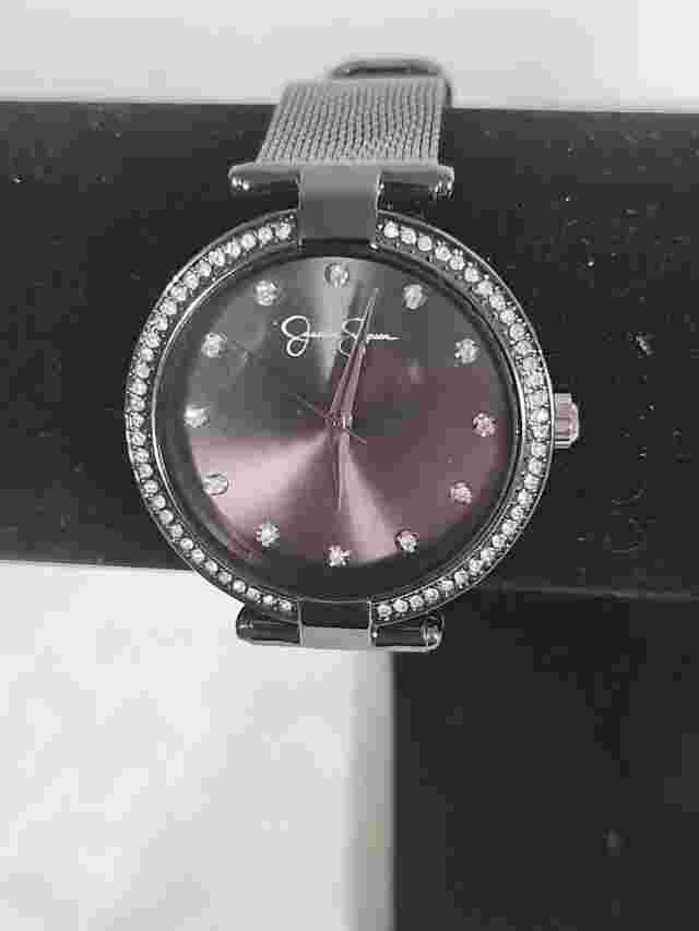 Jessica Simpson Gunmetal Adjustable Mesh Watch JS0009GU - New Battery