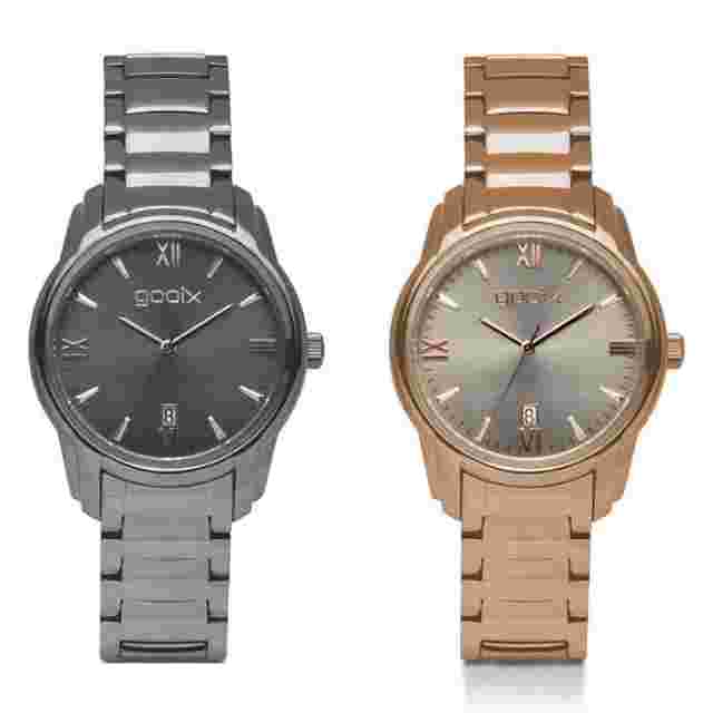 GOOIX Only Time Woman Watch PVD Steel Case and Strap with Calendar