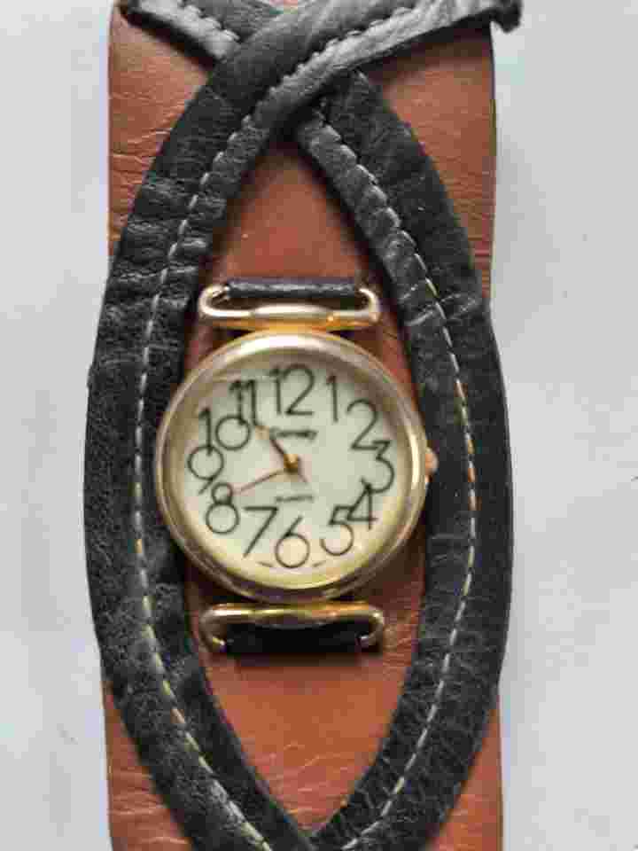 Eternity Japanese Quartz Analog Cream Dial Brown Leather Strap Ladies Wristwatch
