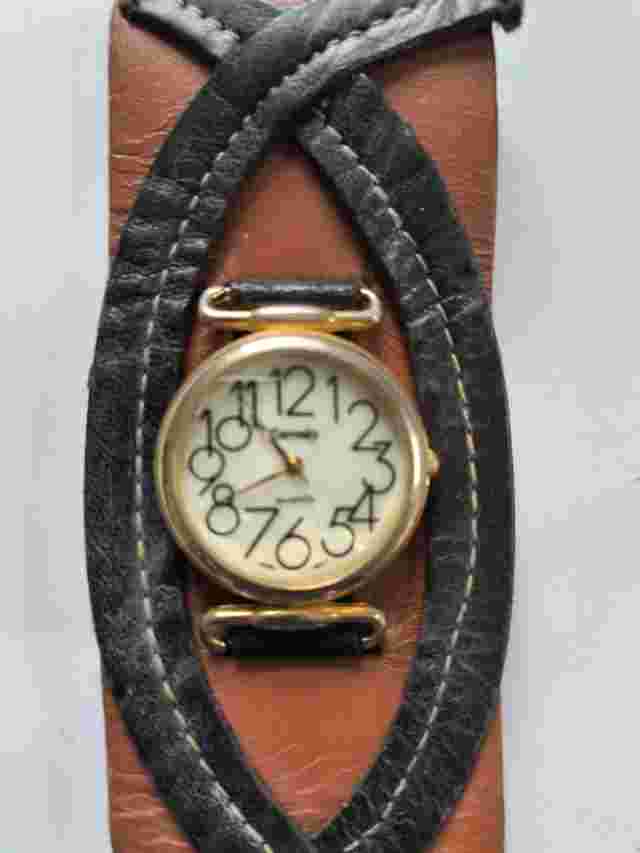 Eternity Japanese Quartz Analog Cream Dial Brown Leather Strap Ladies Wristwatch