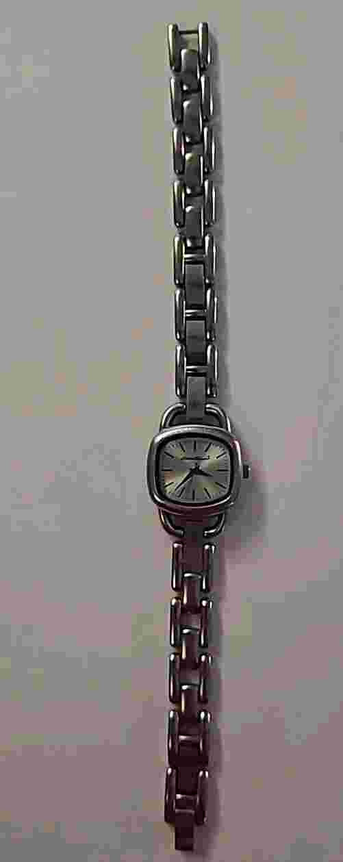 Vintage Eddie Bauer Watch Women 23mm Silver Tone Square Dial New Battery 6.75"