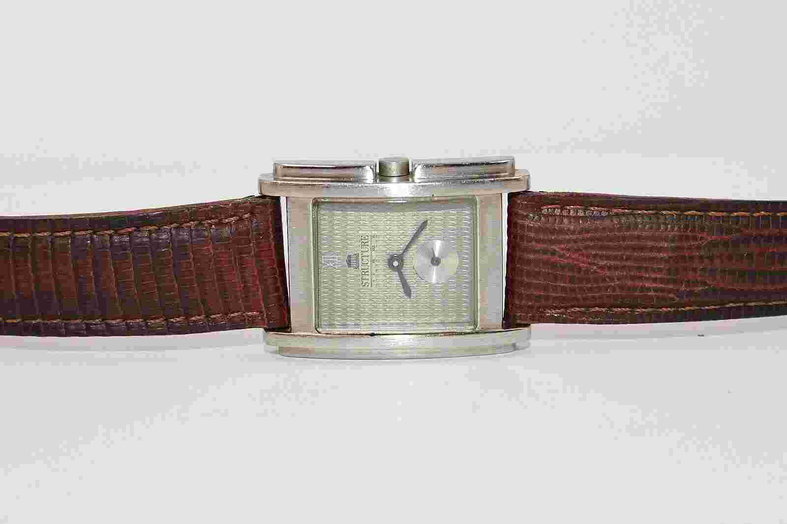 STRUCTURE V X XX XXX XL Subdial Men's Wrist Watch Working leather band