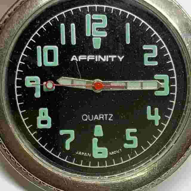 Affinity pendant pocket watch glowing in the dark silver tone black dial Quartz