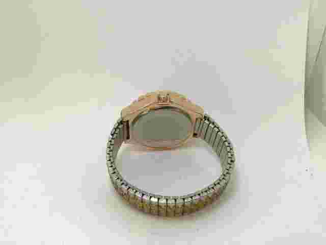 SANTINI SILVER AND GOLD CRYSTAL STUDDED BEZEL QUARTZ WRISTWATCH
