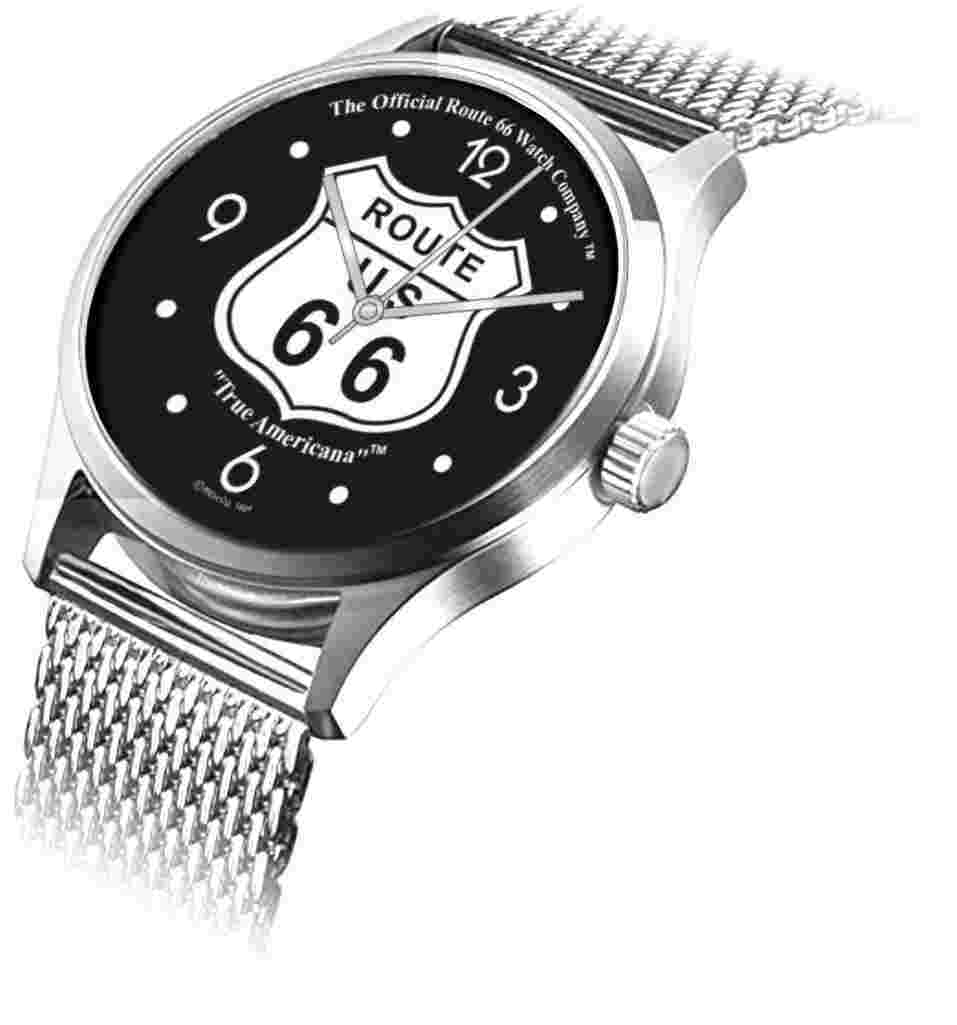 "Route 66" Emblem Collectible Large Watch With Stainless Steel Adjustable Band