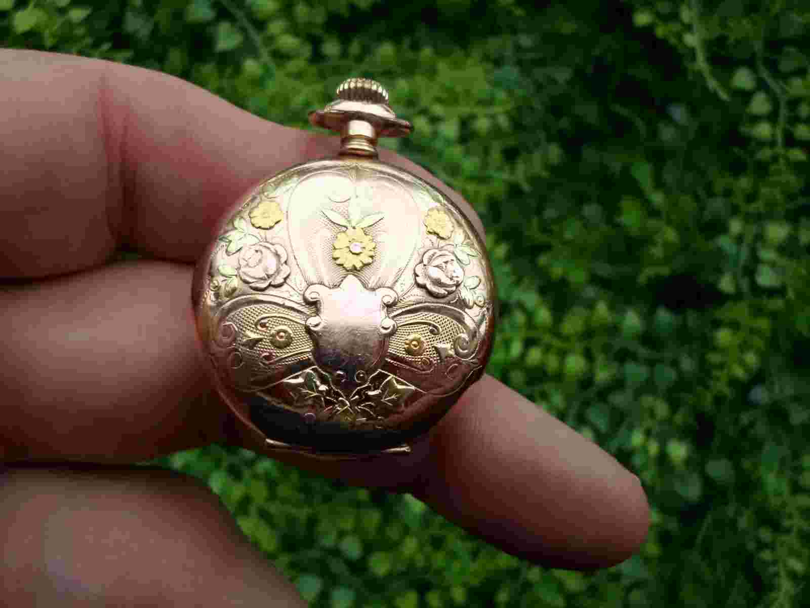 Vintage POCKET WATCH CASE (only) - Wadsworth - 3 colors - with BIRD + flowers