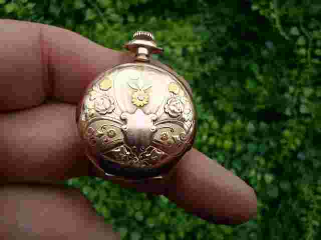 Vintage POCKET WATCH CASE (only) - Wadsworth - 3 colors - with BIRD + flowers