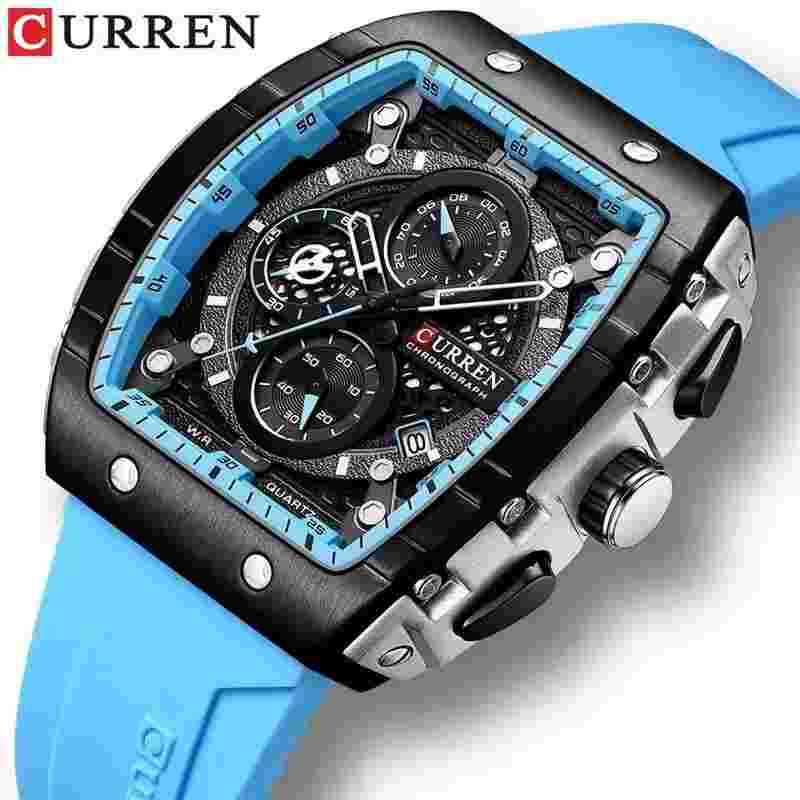 CURREN 8442 Sports Unique Rectangular Watches Large Dial Wristwatches For Men