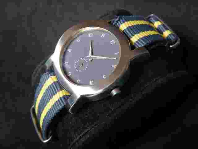 Brushed Solid Steel Watch Anthracite Dial Curved Case Small Second Hand