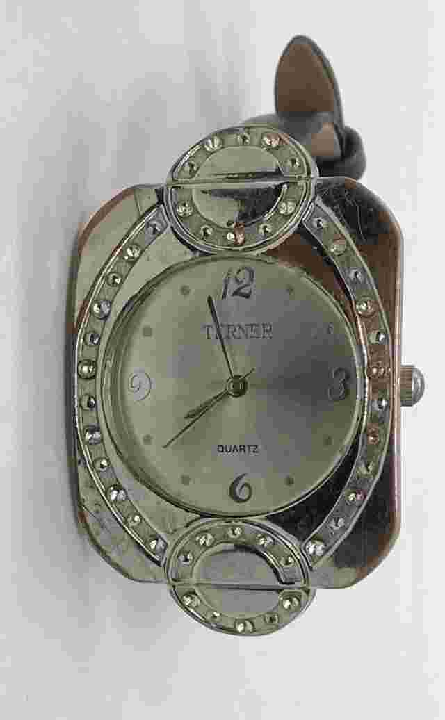 TERNER Ladies Watch New Battery Statement Large Iced Dial Slim Leather Strap