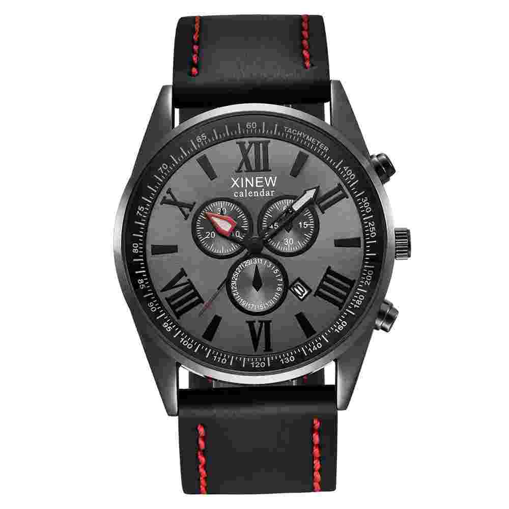 XINEW Men Watch Analog  Military Quartz watch leather band new with tags