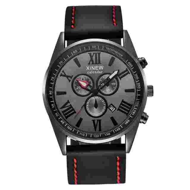 XINEW Men Watch Analog  Military Quartz watch leather band new with tags