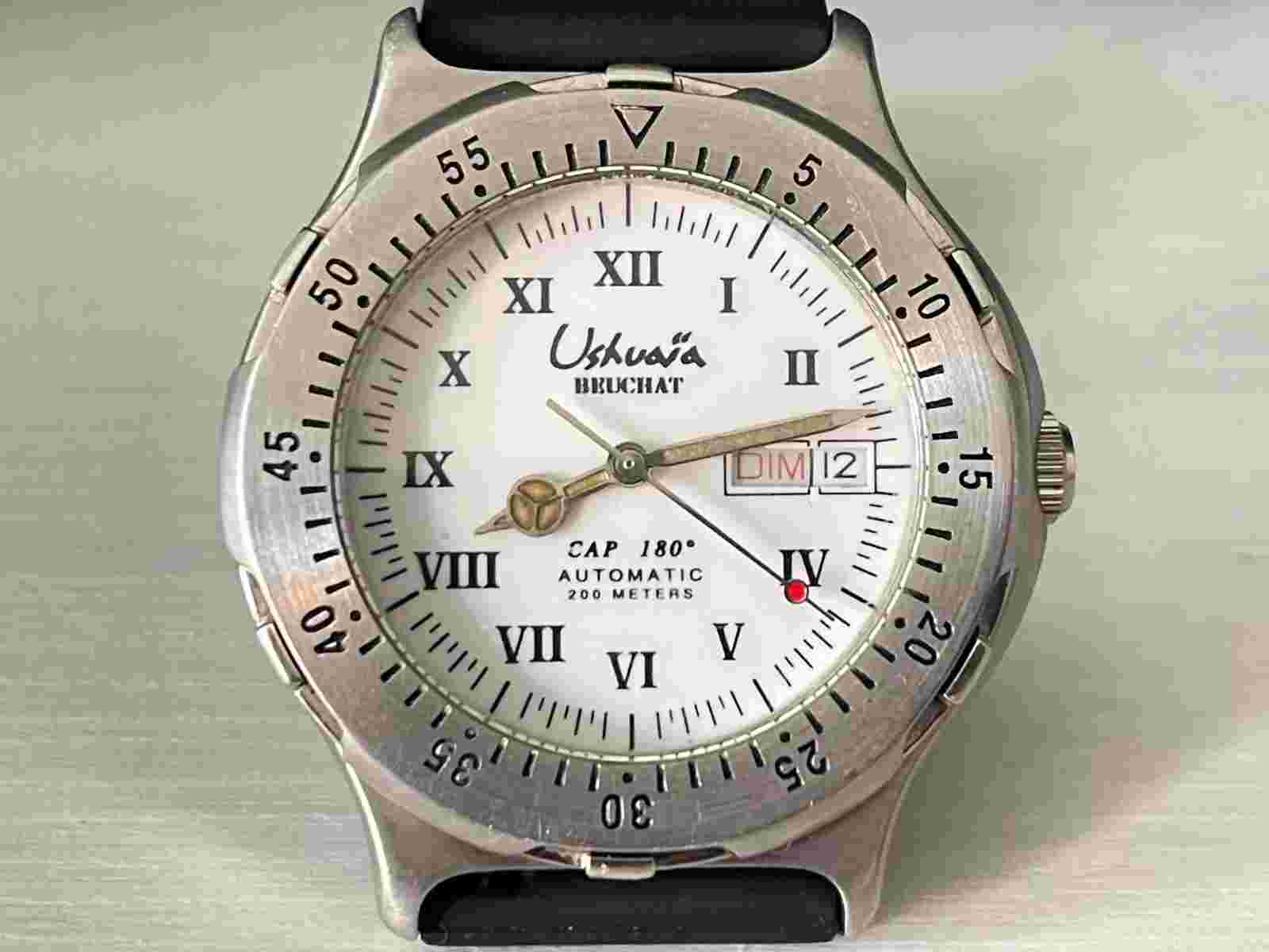 VINTAGE RARE DIVER 200M STEEL MEN'S AUTOMATIC WATCH "BEUCHAT" USHUAIA CAP 180