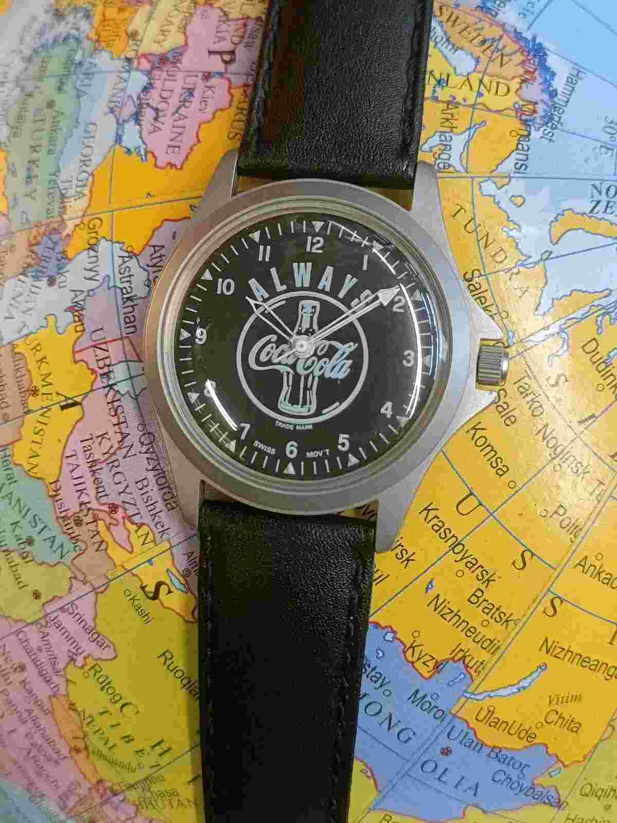 AUTHENTIC COCA COLA TRADE MARK SWISS QUARTZ MEN'S TITANIUM VINTAGE WATCH