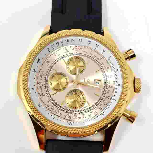 Joshua & Sons Navigator Beaded Bezel Multi-Function Watch w/ Rubber Strap JS-10T