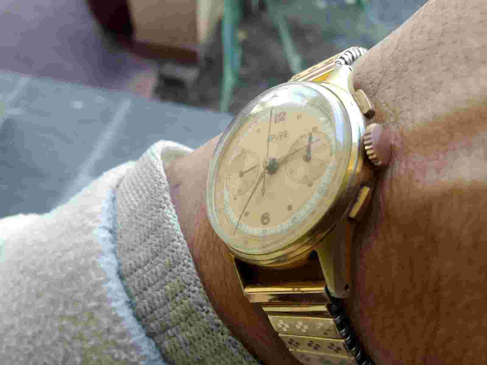 UNVER CHRONOGRAPH LANDERON 248 GOLD PLATED CASE BRACELET WORKING PERFECT