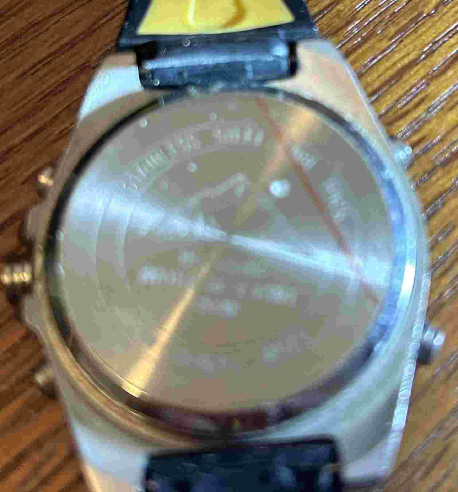 Vtg Men's Aspen Dual Time Alarm 40mm Day Date Chrono Chrome Needs Band & Battery