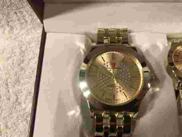 $249.99 Luis Cardini His & Her Metal Link Stylish Set of Watches NIB 80% OFF #30