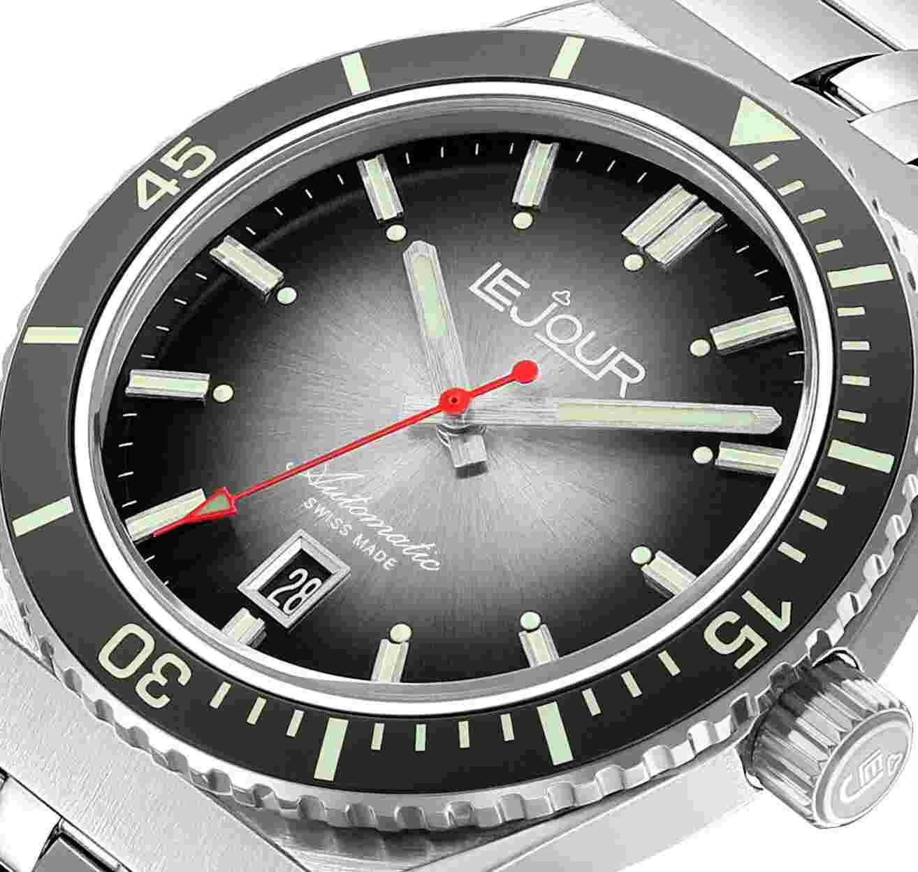 Le Jour Delmare Automatic Divers Watch Black Sunray. Authorised Dealer