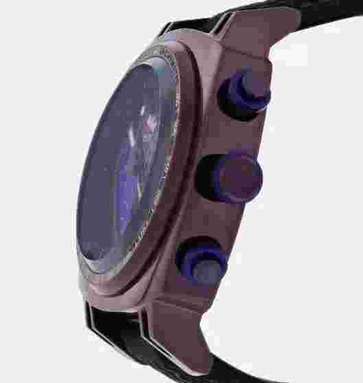 RITMO MUNDO INDYCAR MENS $895 CHRONOGRAPH PLUM/BLACK RUBBER WATCH 221-09 PLM/BLU