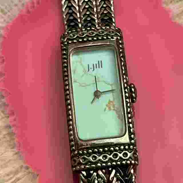 Vintage J. Jill Sterling Silver Watch Turquoise Dial Braided Chain Band 41 Grams