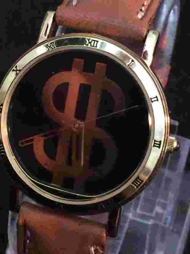 Dollar Watch 33 Mm Case Unisex, Black And Gold Face, Romans Number On Bezel