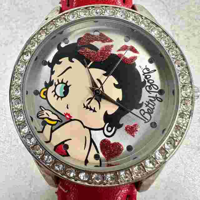 Betty Boop Watch Womens 40mm Crystal Bling Bezel Silver Tone New Battery READ