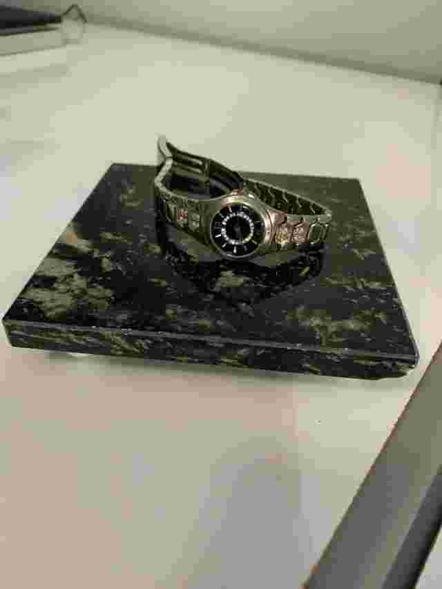 Vtg. Allude Women’s Silver And Black Watch With Stones. Band Is Nice With Weight