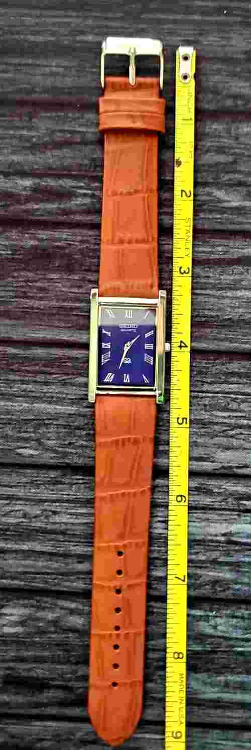 Rectangular Men's Tank Blue New Dial Dress Watch New Mvt & Batt slv-blu-brw --